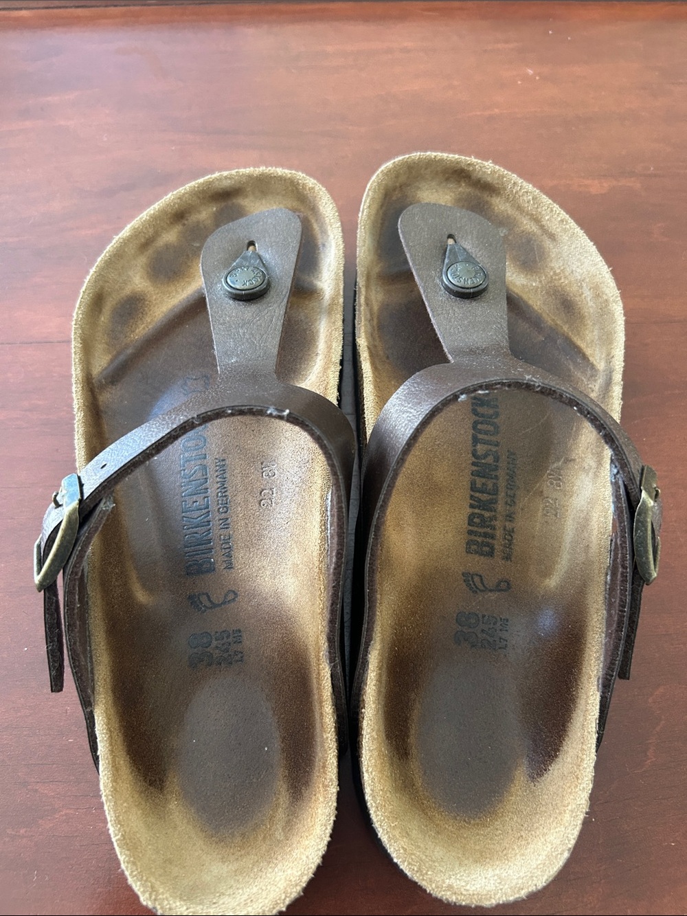 Birkenstock Brown Leather Gizeh Thong Sandals